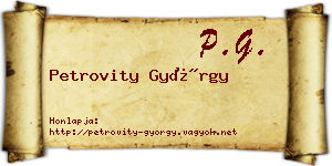 Petrovity György névjegykártya